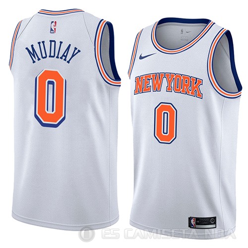 Camiseta Emmanuel Mudiay #0 New York Knicks Statement 2018 Blanco - Haga un click en la imagen para cerrar